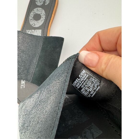 Sorel Womens Black Metallic Suede Ella Block Slide Flat Sandals Size 10.5 - Picture 7 of 8